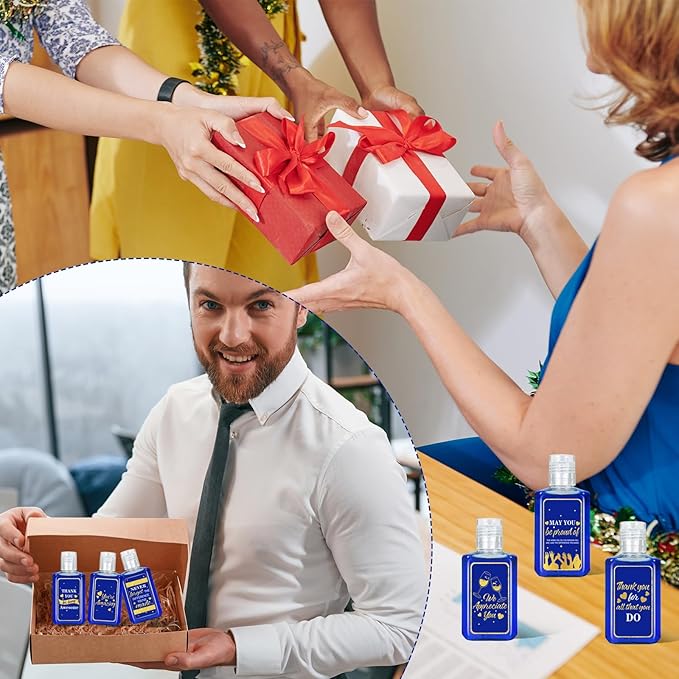 50 Pcs Thank You Mini Hand Sanitizer Bulk Employee Appreciation Gift Inspirational Small Hand Sanitizer 1fl oz Travel Size Hand Soap for Team Coworker Friends Teacher Christmas Valentine (Navy Blue)