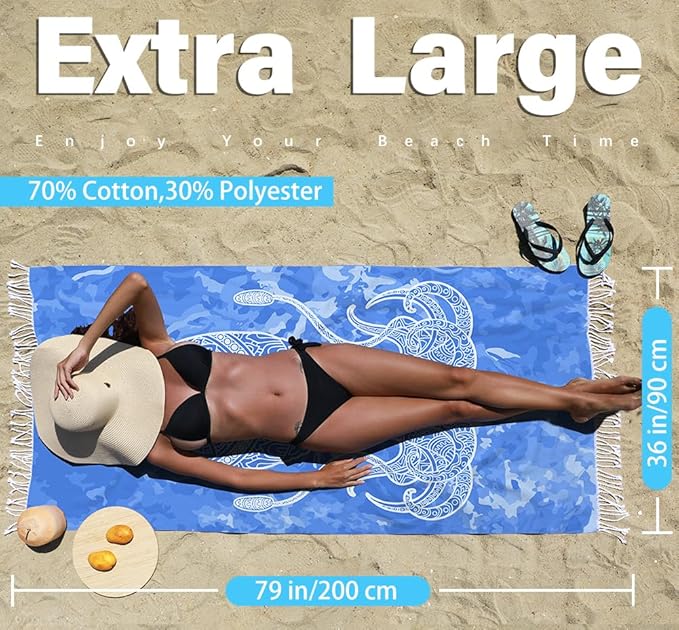 Turkish Beach Towel Quick Dry Absorbent Cotton Lightweight Thin Bathroom Bath Pool Swim Towels Extra Large Oversized Sand Free Beach Accessories Essentials Stuff Cloud Gift for Adults