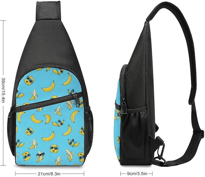 SWEET TANG Casual Sling Backpack for Women Chest Shoulder Crossbody Backpack, Gym Funny Sack, Satchel Travel Bag Outdoor Hiking Daypack Cute Banana