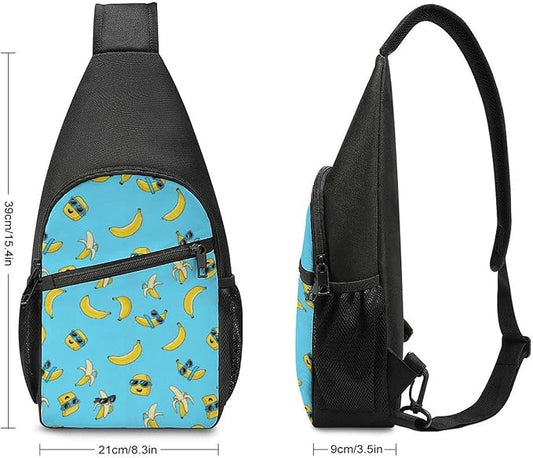 SWEET TANG Casual Sling Backpack for Women Chest Shoulder Crossbody Backpack, Gym Funny Sack, Satchel Travel Bag Outdoor Hiking Daypack Cute Banana
