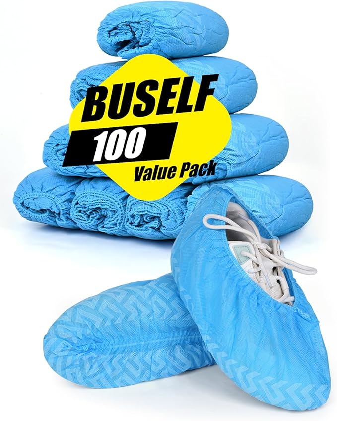 100 Count Shoe Covers Disposable Non-Slip, Premium Cloth Boot Covers, Slip-resistant, Durable, Breathable, Non-toxic, Recyclable