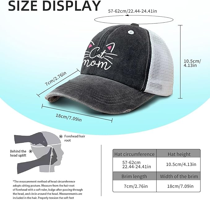 Cat Mom Proud, Cat Lover Mom Ripped Hole Paw Design hat Outdoor Cap for Grandpa
