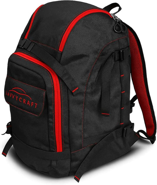 Savvycraft Ski Boot Bag Snowboard Boot Bag, 50L Ski Backpack for Ski and Snowboard Boots, Helmets, Gloves, and Accessories, Lightweight, Durable, Convenient, Red