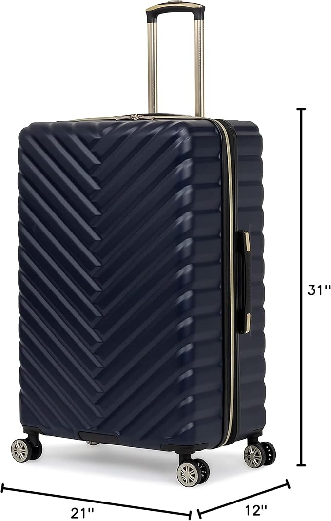 Kenneth Cole REACTION Madison Square Lightweight Hardside Chevron Expandable Spinner Luggage, Navy, 28-Inch Checked