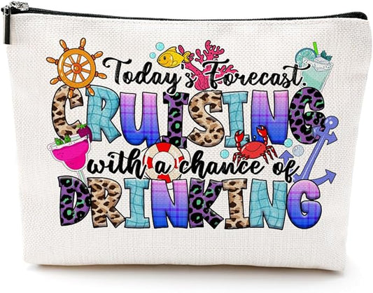 Cruise Life Makeup Bag Cosmetic Bag Funny Cruise Gifts Vacation Beach Themed Gifts for Women Sister Cruises Lovers Her Girls Trip Beach Stuff Essentials Christmas Birthday Graduation Friendship