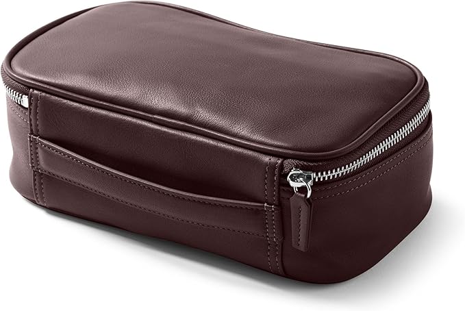 Leatherology Brown Medium Travel Organizer - Zipped mesh storage pocket, elastic loops for organization, metal zipper with leather pull