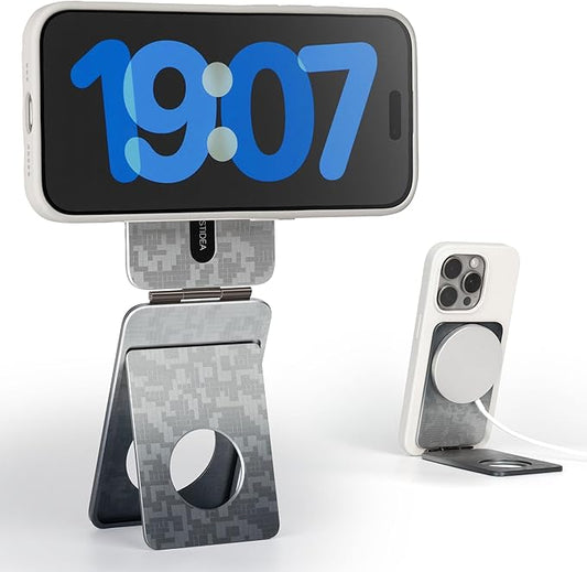 Phone Tripod Stand, Aluminum Alloy Mini Tripod Compatible with Magsafe iPhone 17/16/15/14/13/12 Series, Foldable Strong Magnetic Phone Stand, Mult-Angle Adjustment Selfie Stick