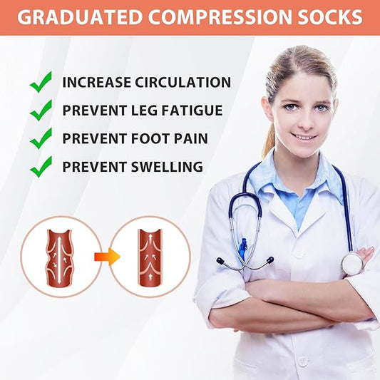 Compression Socks for Women Men Circulation Knee High 8 Pairs for Nurses, Running, Travel, Athletic