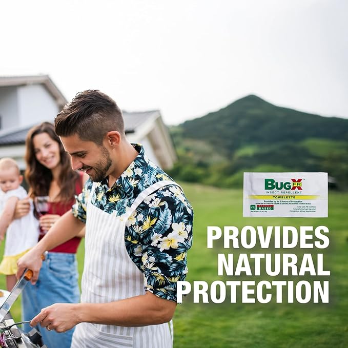 CoreTex Bug X FR DEET-Free Insect Repellent Wipes - Pack of 50 Single-Use, Naturally Derived Geranium Oil Bug Wipes - Protects Against Mosquitoes - Travel Size Mosquito Repellent Towelettes