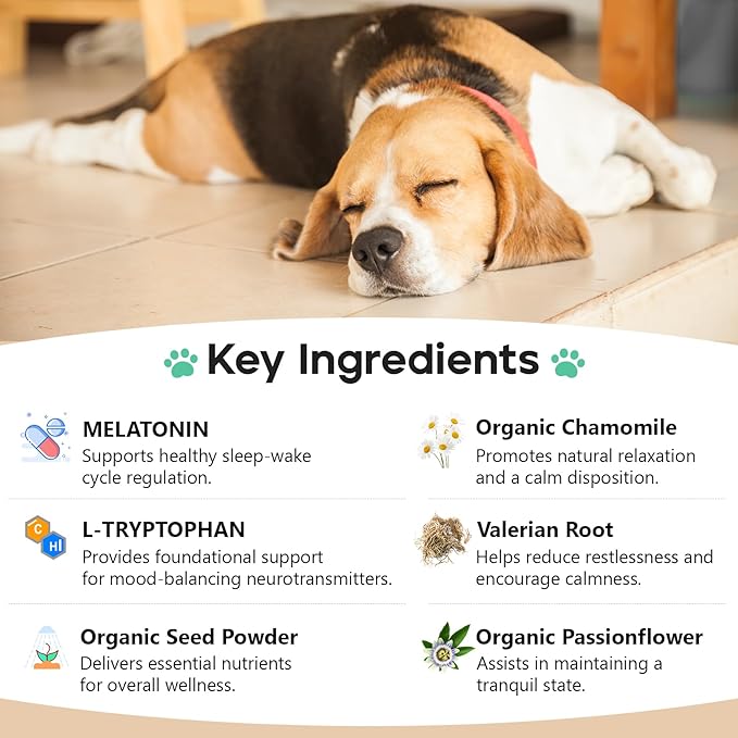 Calming Chews for Dogs Puppy Dog Calming Chews, Help Manage Stress and Promote Relaxation Sleep Aid Calm Dog from Noise, Thunder, Barking, Separation, Small Medium Large & All Breeds