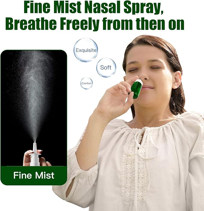 Cupohus Nasal Spray Bottle, 3 Pcs 30ML/1oz Green Glass Refillable Fine Mist Sprayers Atomizers, Travel Sized, Empty Nasal Sprayer with Funnels and Labels