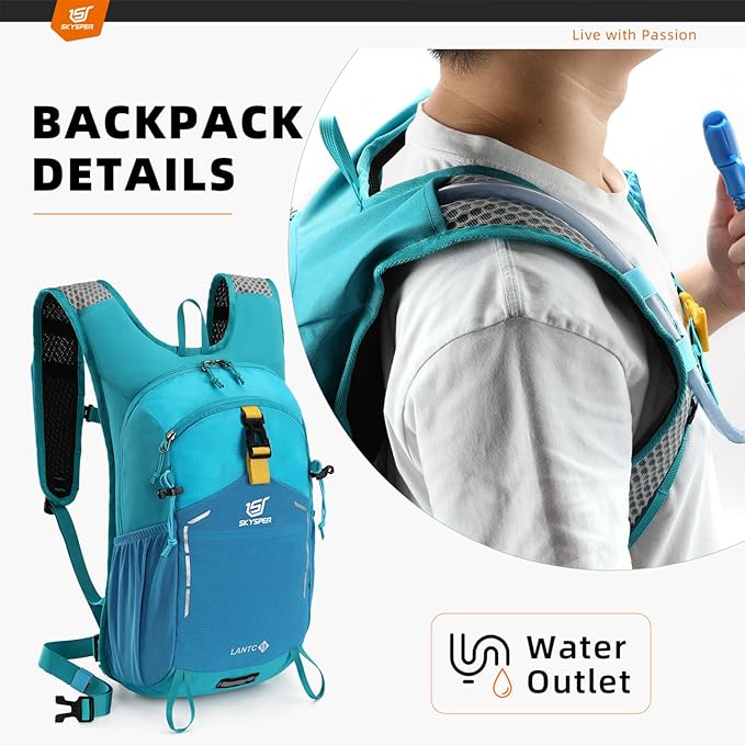 SKYSPER Small Hiking Backpack - 15L Travel Daypack Lightweight Bag Water Resistant Hiking Backpacks for Women Men(Blue)