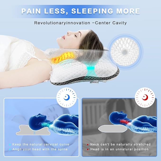 Pain Relief Cervical Pillow for Neck Support,Adjustable Ergonomic Pillow Cozy Sleeping,Odorless Orthopedic Memory Foam Pillows,Contour Bed Pillow for Side Back Stomach Sleeper