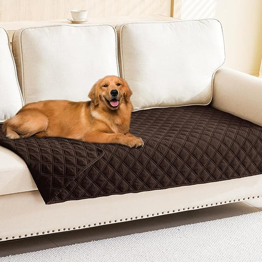 Smiry Waterproof Dog Bed Cover Pet Blanket, Soft Washable Dog Blanket for Furniture Bed Couch Sofa Reversible, Checkered (40"x80", Chocolate/Chocolate)