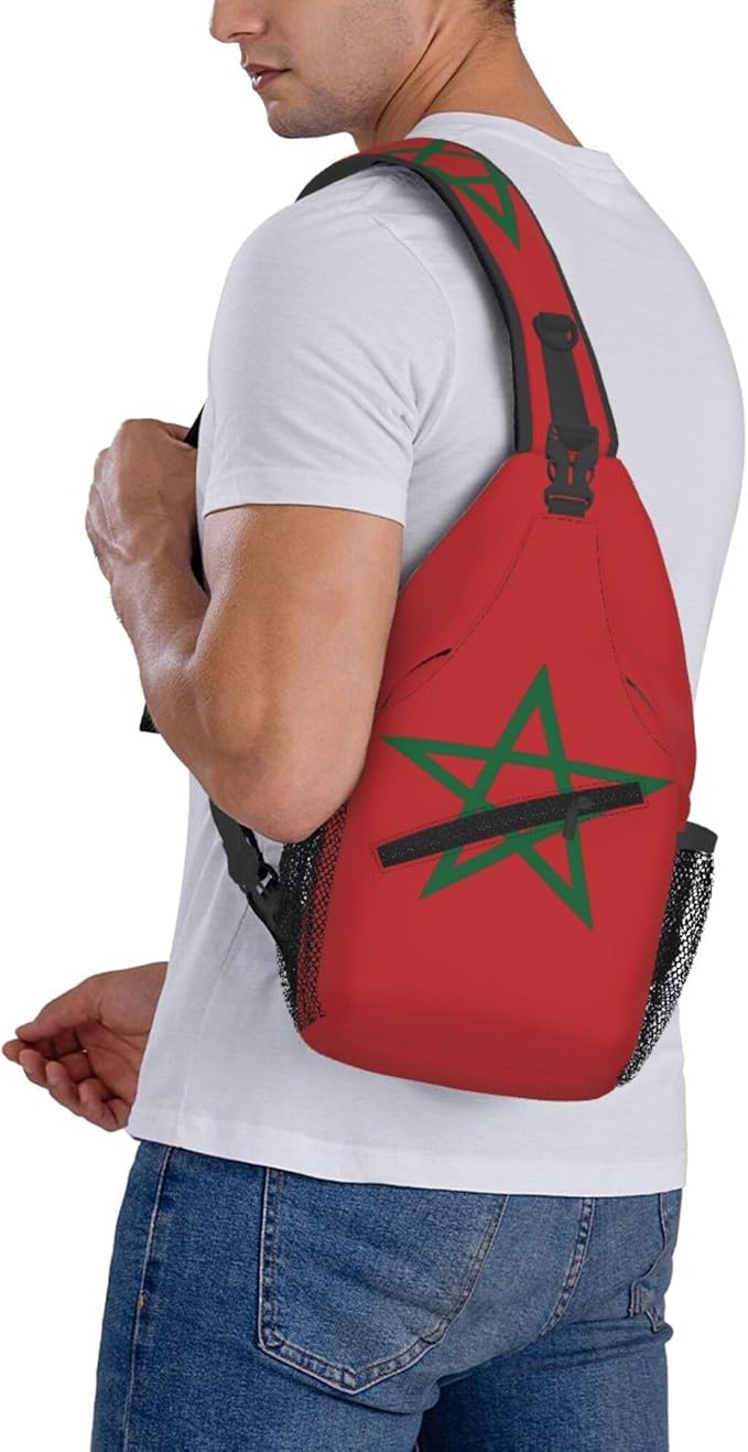 GJXFLSY Morocco Flag Sling Backpack Crossbody Bag Casual Chest Bags Travel Hiking Daypack Shoulder Bag for Women Men