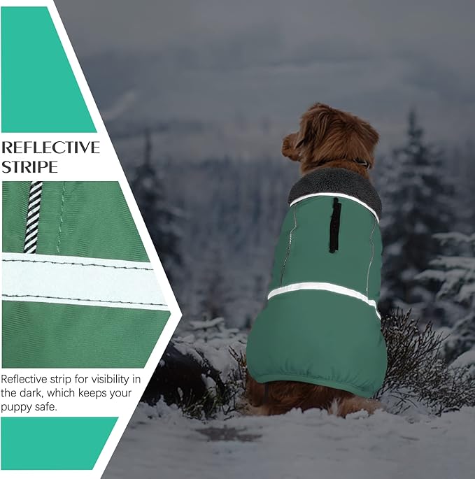 QBLEEV Warm Dog Coat Reflective Dog Jacket, Waterproof Dog Winter Coat Turtleneck Dog Clothes for Cold Weather, Thick Fleece Dog Snowsuit Christmas Dog Vest Pet Apparel for Small Medium Large Dogs XL