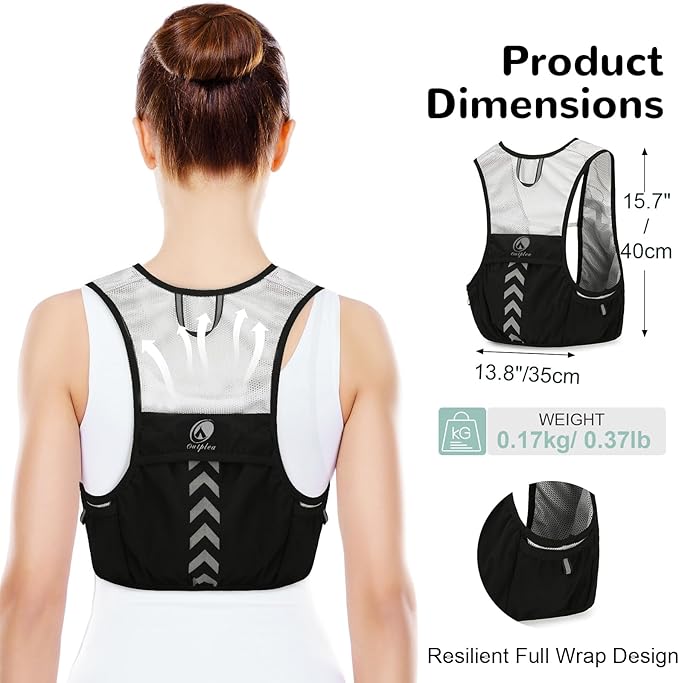 Running Vest for Men with 2 pcs 500ml Water Bottle, Hydration Vest for Running Women, Lightweight Runner Water Vest