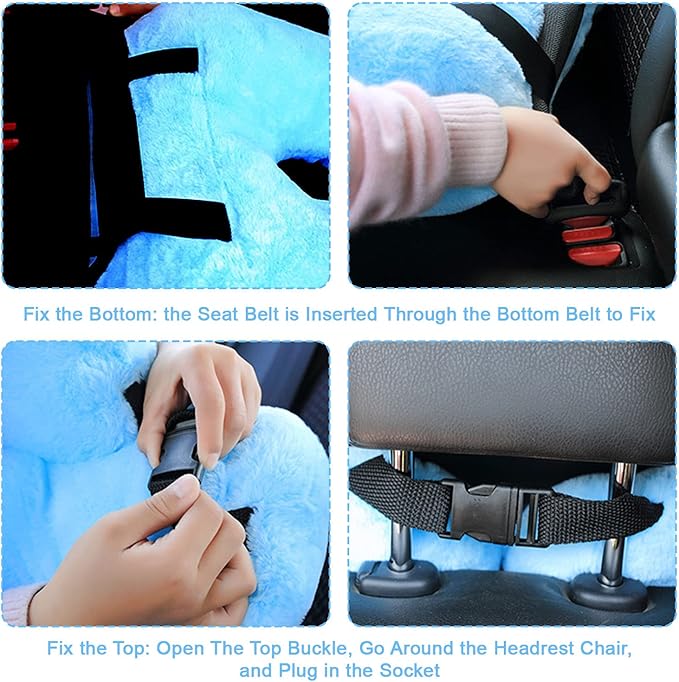 Travel Pillow, Travel Pillow for Kids, Sleeper Hold Pillow Travel, Removable U-Shaped Pillow for Adults and Children to Support Head and Body in The Back Seat of Long Car Trips (Blue)