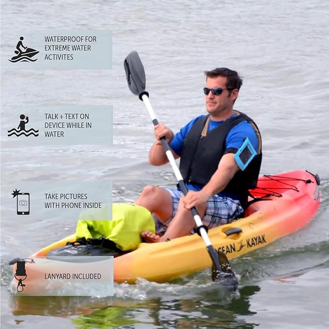 geckobrands Float Phone Dry Bag with Arm Band - Floating Watertight Dry Bag Phone Pouch, Fits Most iPhone and Samsung Galaxy Models Green