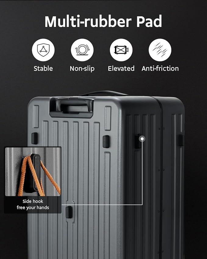 Checked Luggage, Large Suitcase 29 Inch Trunk Luggage with Spinner Wheels, Lightweight ABS+PC Hard Shell with Aluminum Frame, Top Opening, TSA Lock (Grey, 1PC)