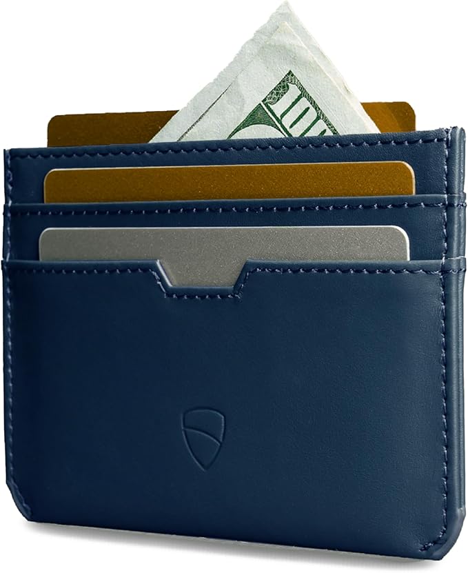 Vaultskin MOORGATE Slim Card Holder - Minimalist Leather Wallet, RFID Blocking Sleeve, Fits Front Pocket, for Men and Women