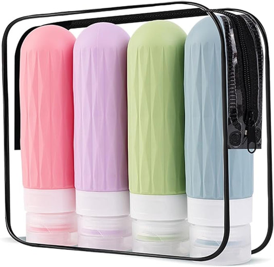 IYYI Travel Bottles for Toiletries, TSA Approved Travel Size Containers, Silicone Toiletries Bottles, Leakproof, Refillable Containers Kits for Shampoo and Conditioner (Bright, 90, Milliliters)