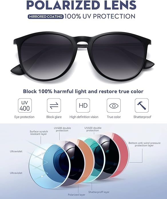 Retro sunglasses womens 2024 trendy round classic glasses