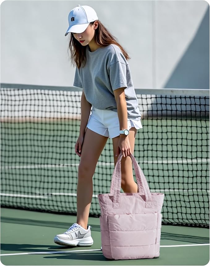 BAGSMART Tote Bag for Women, Lightweight Puffy Tote Bag with Compartments Shoulder Bag Handbag for Travel, Work, Gym