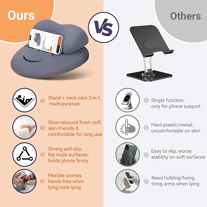 Momykids Neck & Hand Pillow | Soft Phone Holder for Bed, Arm Pillow for Side Sleeping While Using Phone, Neck and Arm Support