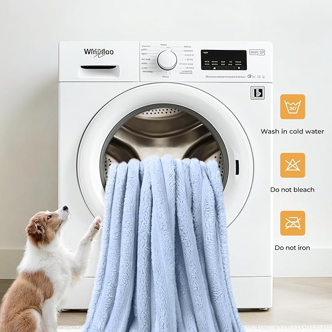 LINENLUX 1 Pack 3 Soft Dog Blanket Washable Warm Fleece Cat Blankets for Pet Puppy Fluffy Calming Flannel Brown/White/Blue Medium