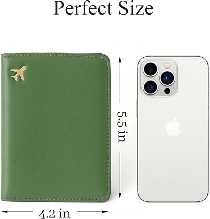 PU Leather Passport Holder Covers Case, Waterproof Rfid Blocking Travel Wallet Passport Holder(Olive Drab)