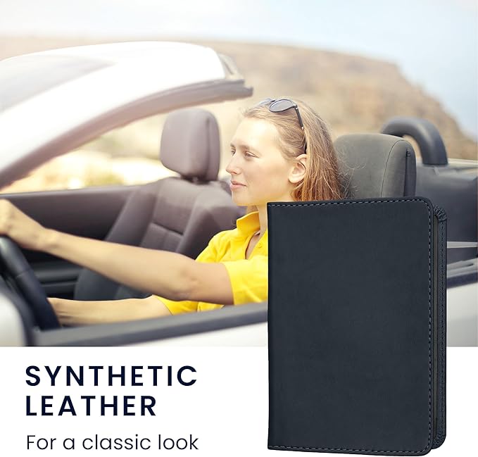 kwmobile Registration and Insurance Holder - Car Document Holder for Vehicle Documents and Cards - PU Leather - Black
