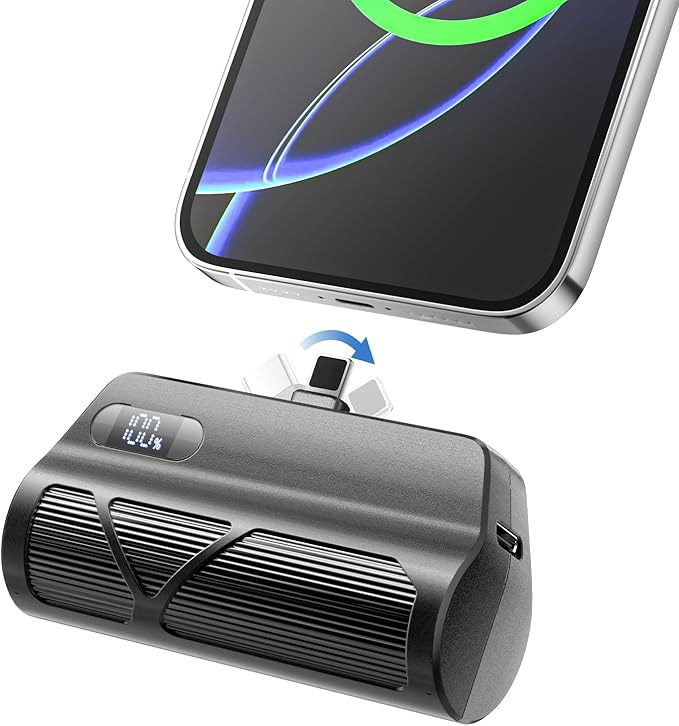 ZBF Mini Portable Charger Power Bank,5000mAh Cell Phone Portable Power PD 20W Fast Charging USB-C, LCD Display Battery Pack for iPhone 14/14 Pro Max/13/13 Pro/12 Pro/11/XS/XR/X/8/7/6 etc (Black)