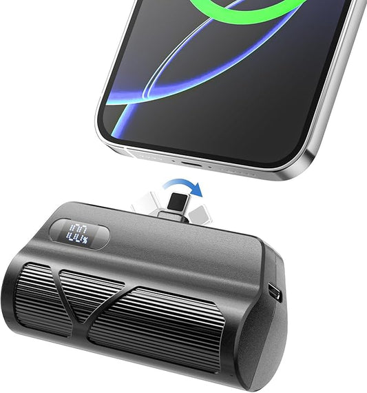 ZBF Mini Portable Charger Power Bank,5000mAh Cell Phone Portable Power PD 20W Fast Charging USB-C, LCD Display Battery Pack for iPhone 14/14 Pro Max/13/13 Pro/12 Pro/11/XS/XR/X/8/7/6 etc (Black)