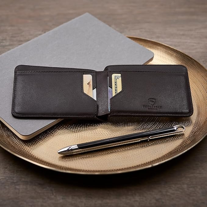 Vaultskin MANHATTAN Slim RFID Blocking Bifold Leather Wallet for Men - Minimalist Front Pocket Card Holder, Holds 9 Cards & Cash, Premium Italian Leather