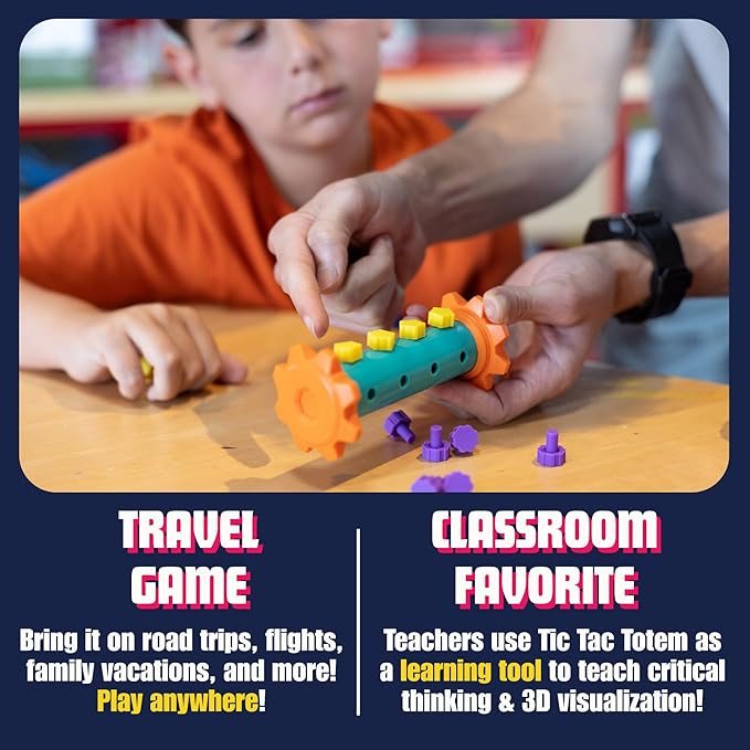 Challenge Your Mind with Tic Tac Totem: 3D Tic Tac Toe Travel Game & Brain Game for Strategy Enthusiasts, Ages 6+ (4X4)