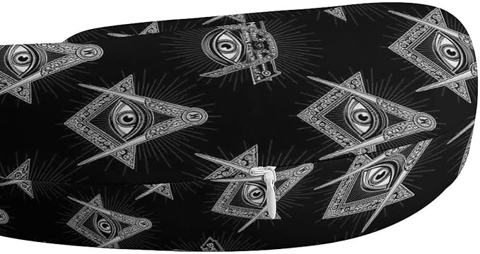 Funny Memory Foam Neck Pillow Travel U Shaped Cushion with Zip Cover, Chin Support for Airplane Car Office Home Nap, Freemasonry Freemason Eye Black