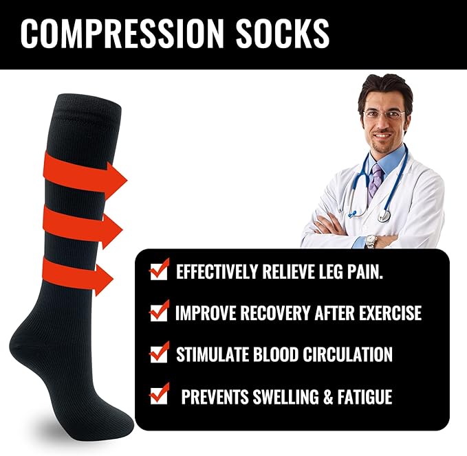 fenglaoda Compression Socks for Women Men 3 Pairs Graduated Compression Support Circulation Socks for Nurses