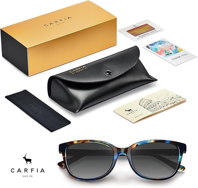 CARFIA Designer Acetate Womens Polarized Sunglasses Fit Most Face Shapes Trendy Shades UV Protection Hypoallergenic Handmade