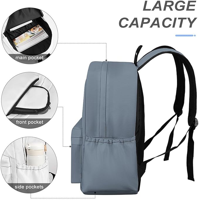 Slate Gray Backpack Adult Travel Daybag for Women Men College Backpack for Vacation Hiking Camping Bag