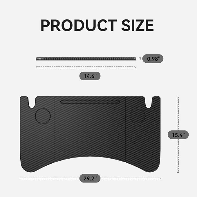 YONZEE Foldable Desk Food Tray (Carbon Edition) for Tesla Model Y Model 3 S X Y Juniper- Upgraded Table with Support Leg for Dining, in-Car Work, Travel and Outdoor (1 Pack)