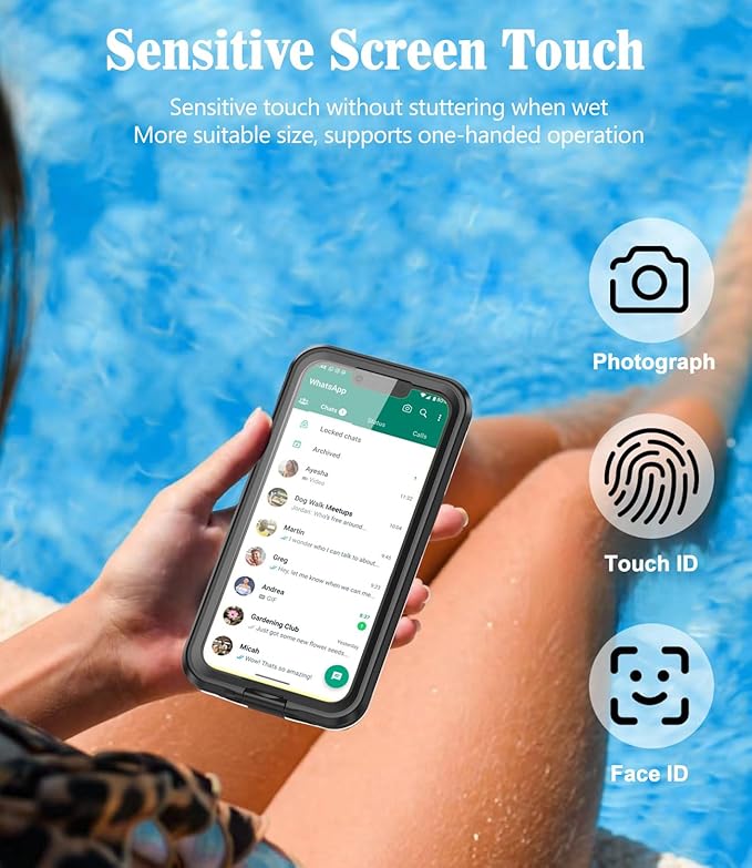 Waterproof Phone Case for iPhone 6.1‘’, Self-Check Function Underwater Pouch Dry Bag Beach Travel Essentials Floating Shower Snorkeling for iPhone 15/14/13/12/11,15/14/13/12/11 Pro, XR/XS 6.1"