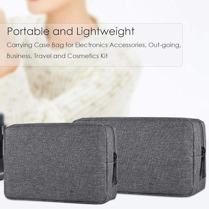 Electronics Organizer Travel Case, Travel Cable Organizer Pouch Electronic Accessories Carry Case Portable Waterproof Storage Bag for Hard Drive, Cord, Charger, Mouse (Small+Big, Dark Gray)