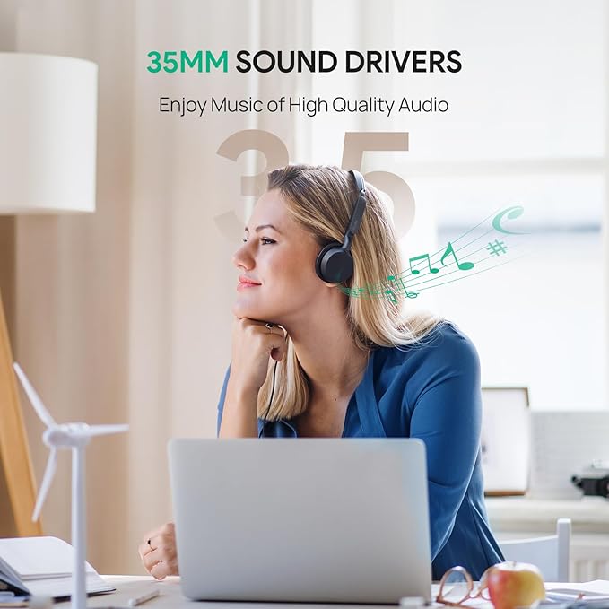 Yealink UH42 USB-C/A Headset with Noise Cancelling Mic, Wired Headphones for PC Computer Laptop, Compatible with Zoom Teams, Comfort Ear Cushions, Stereo Sound, in line Controls