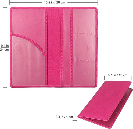 Premium Car Registration & Insurance Card Holder with Magnetic Shut, Vehicle Glove Box Car Organizer - For Documents, Cards, License (Rose red)