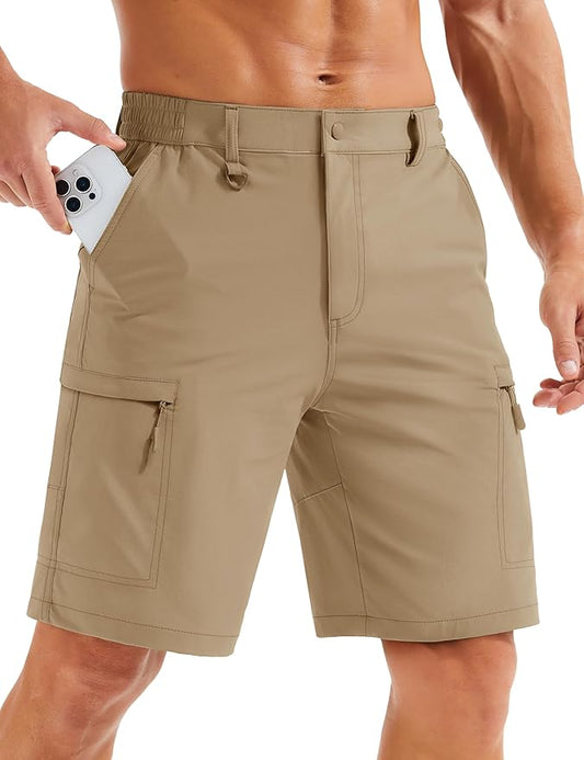 MAGCOMSEN Men's Hiking Cargo Shorts Quick Dry Lightweight 9" Golf Shorts Summer Casual Work Outdoor with 5 Zipper Pockets