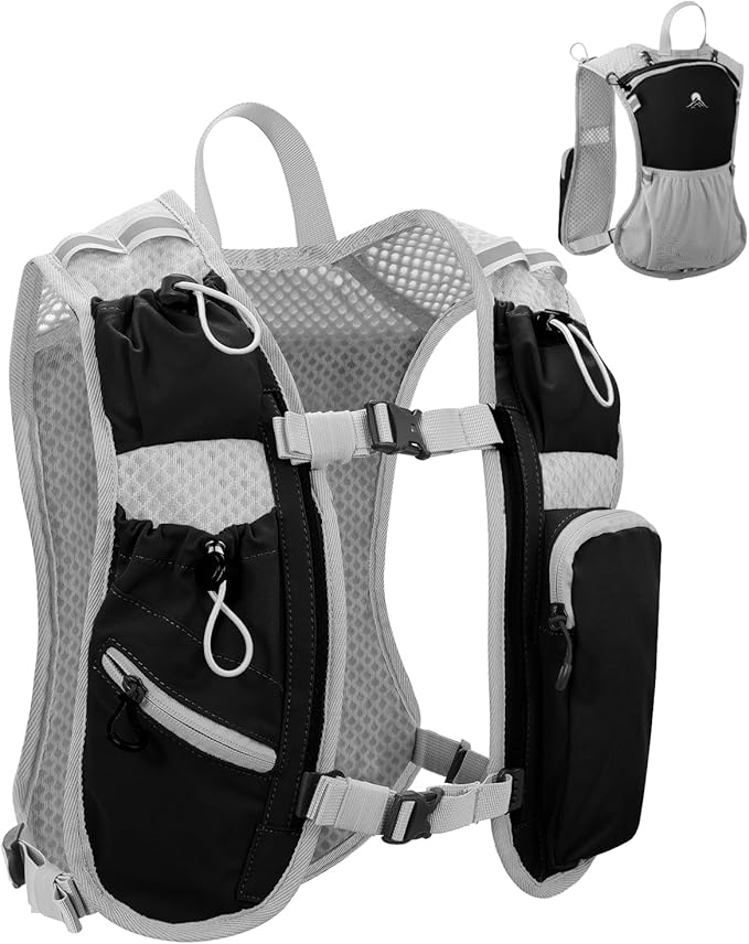 Running Vest for Women and Men, Hydration Running Backpack, Runners Vest, Hydration Vest, with Front Phone Holder, Adjustable Chest and Waist Strap