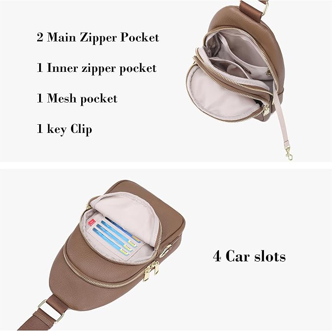 INICAT Crossbody Sling Bags Fanny Packs Valentine's Day Gifts Vegan Leather Travel Vacation Essentials Purses Women