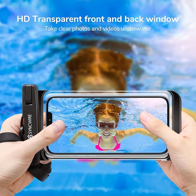 SYNCWIRE [2-Pack Waterproof Case IPX8 Universal Waterproof Phone Pouch Dry Bag Waterproof Phone Case for iPhone 15/14/13/12/11 Pro XS MAX XR X 8 7 6 Samsung S23 S22 S20 and More Up to 7 Inches