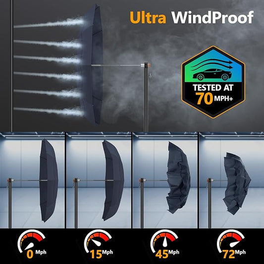 Umbrellas for Rain, 47" Large Windproof Travel Umbrella, Triple-Layer Vented Canopy, 10 Fiberglass Ribs, Auto Open Close Compact Umbrella, Wooden Handle, Heavy Duty for Commute, Gifts for Men & Women